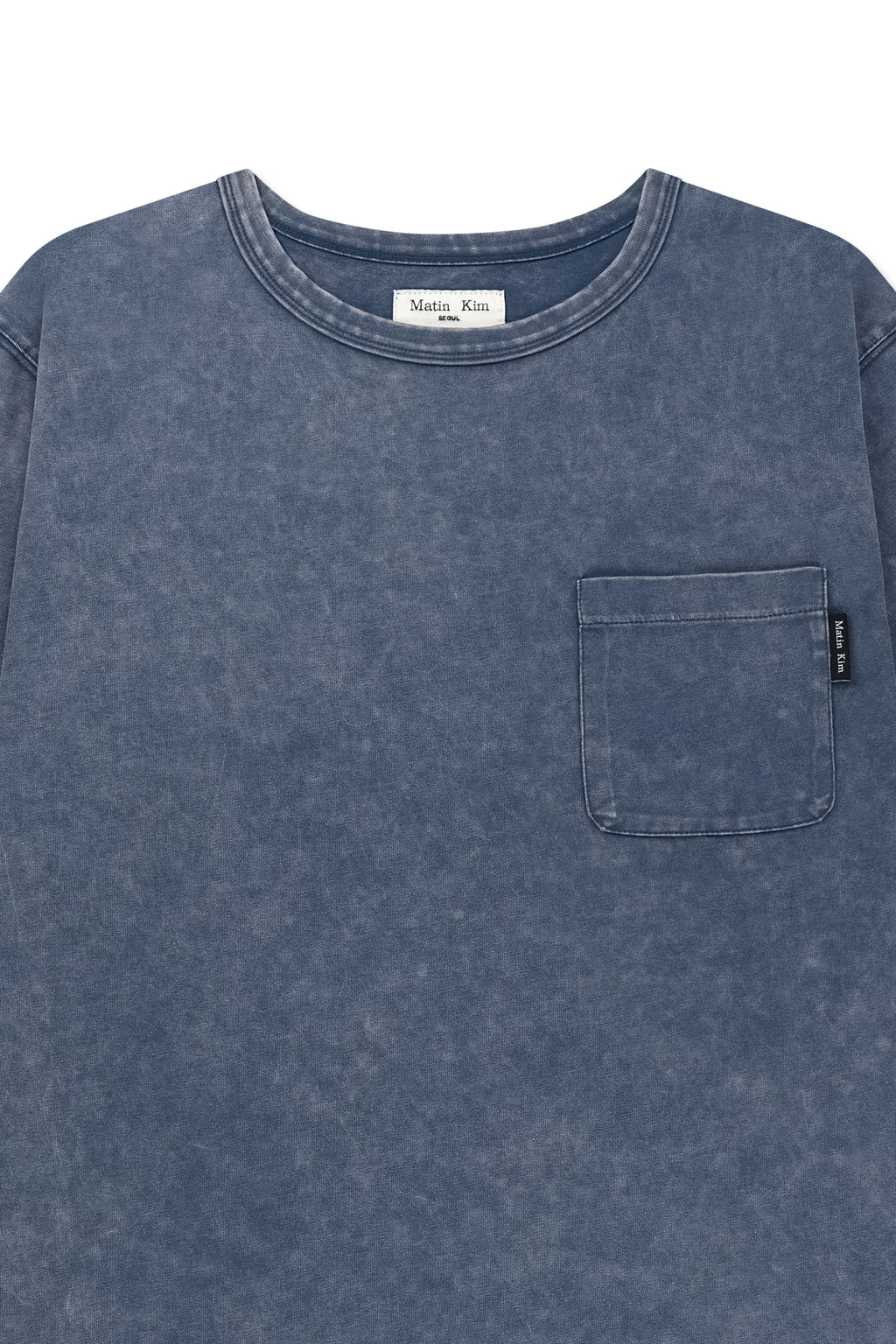[matinkim] Vintage Washed Pocket Top For Men IN Smoke Blue