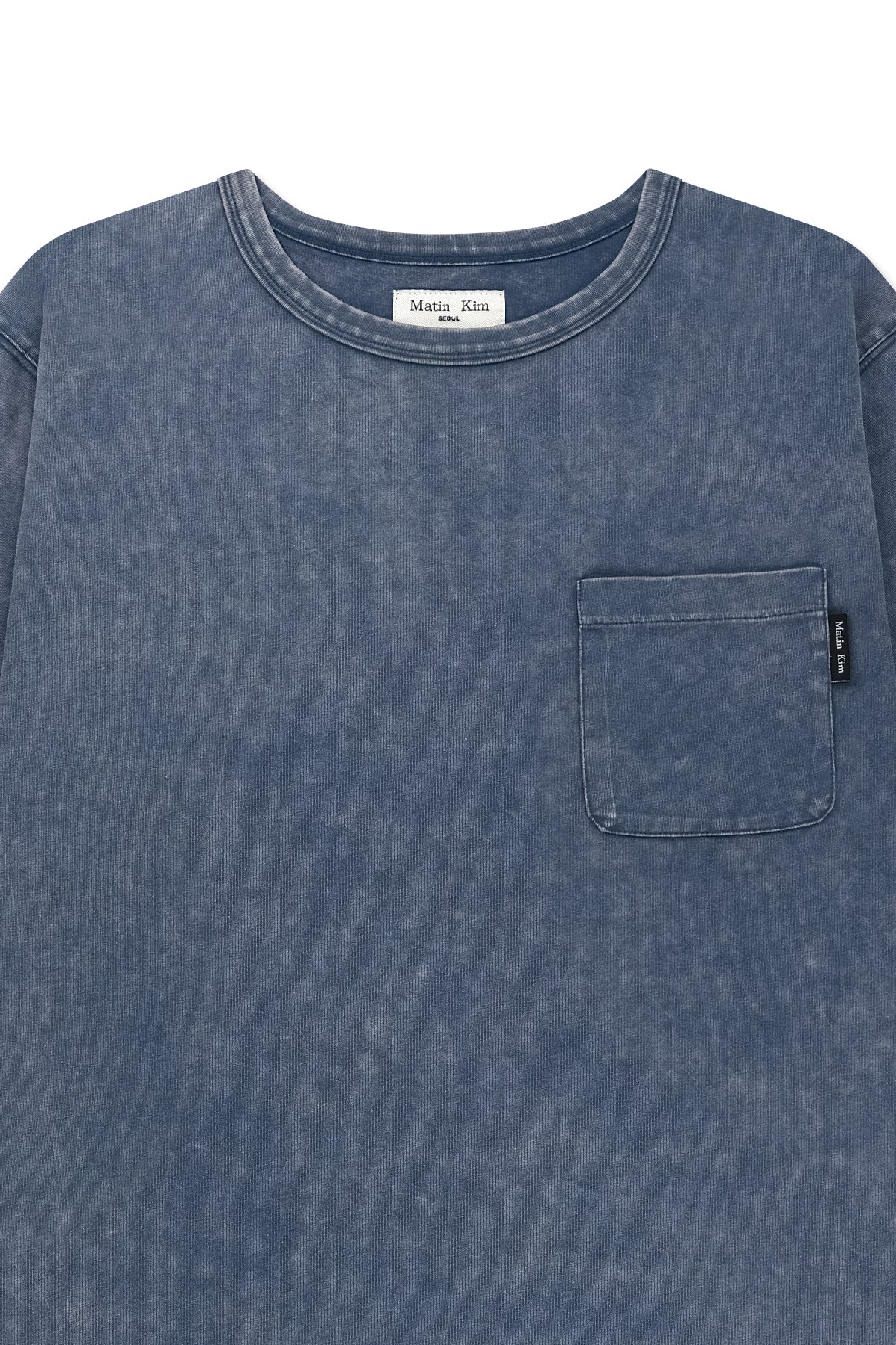[matinkim] Vintage Washed Pocket Top For Men IN Smoke Blue