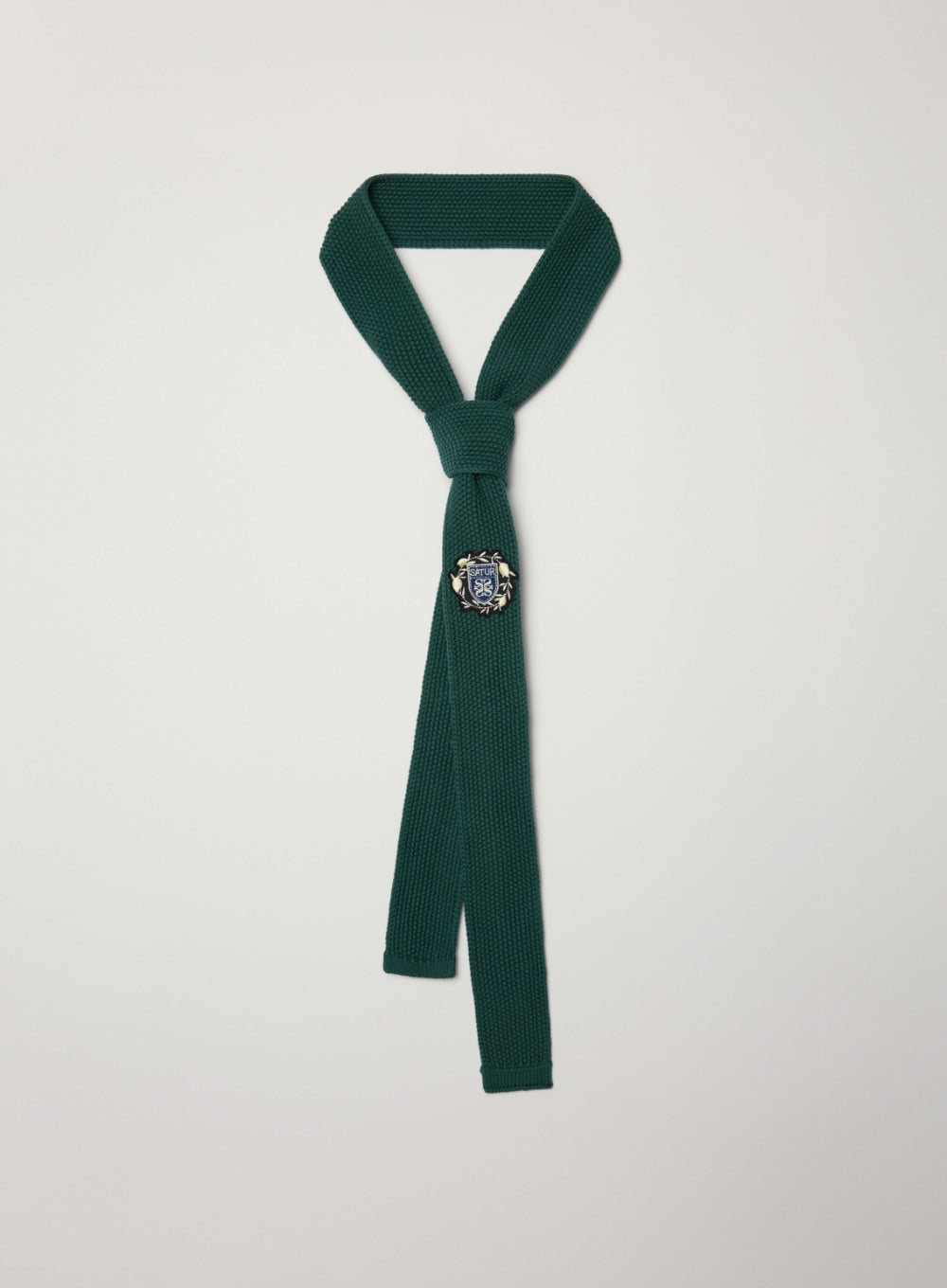 Satur Crest Logo Knit Tie - Green