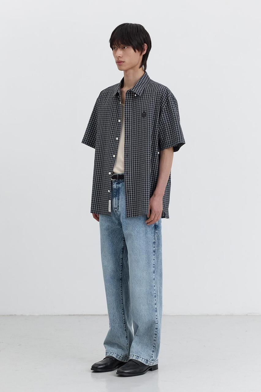 Dunst Short Sleeve Classic Shirt Navy Check