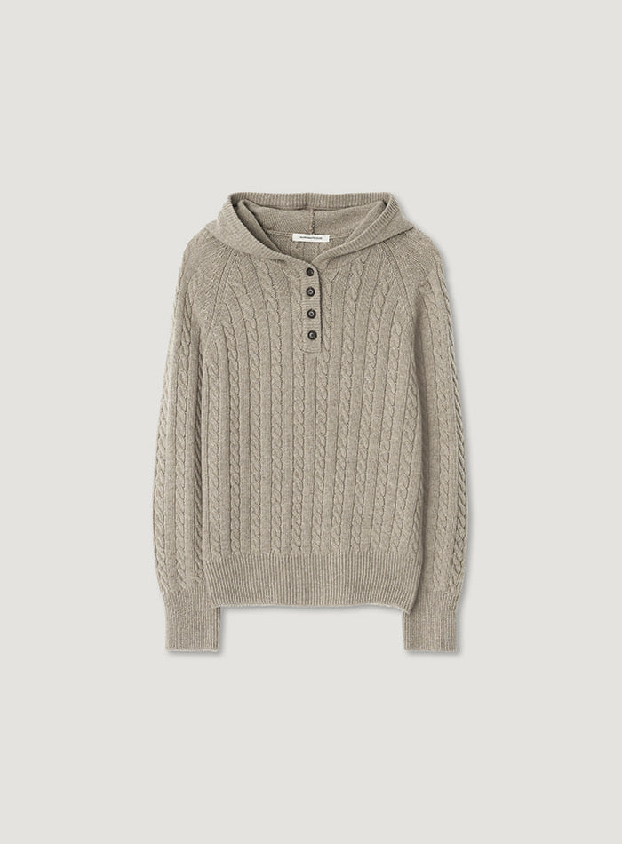 Mango Maniplease Sand Hoodie Knit Beige
