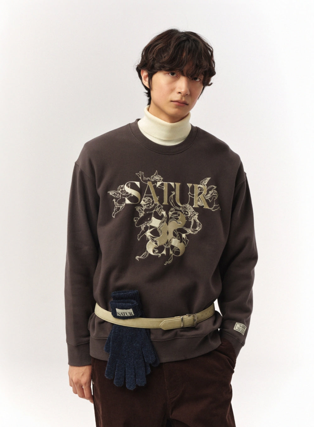[satur] Angel Graphic Sweatshirt - Charcoal