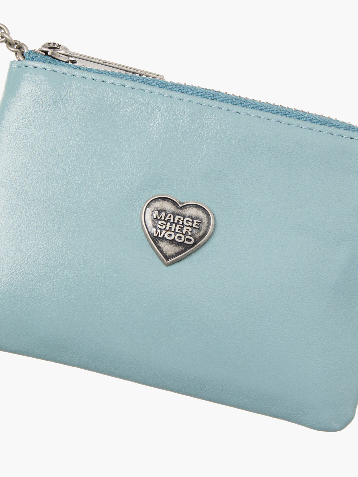 Margesherwood Heart Zipper Wallet Silver Logo mint glossy plain