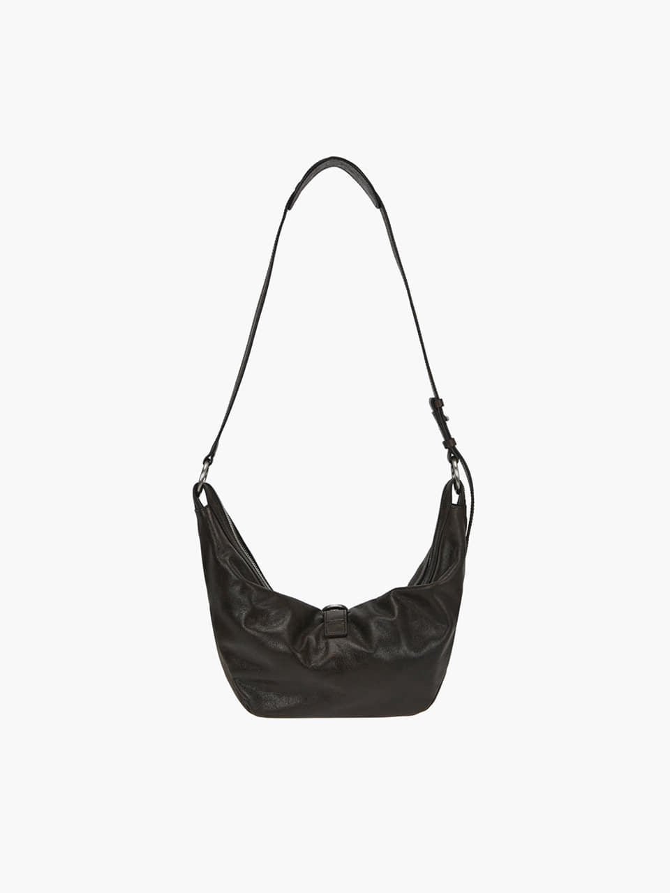 Margesherwood Belted Hobo Medium brown+black two-tone cracked