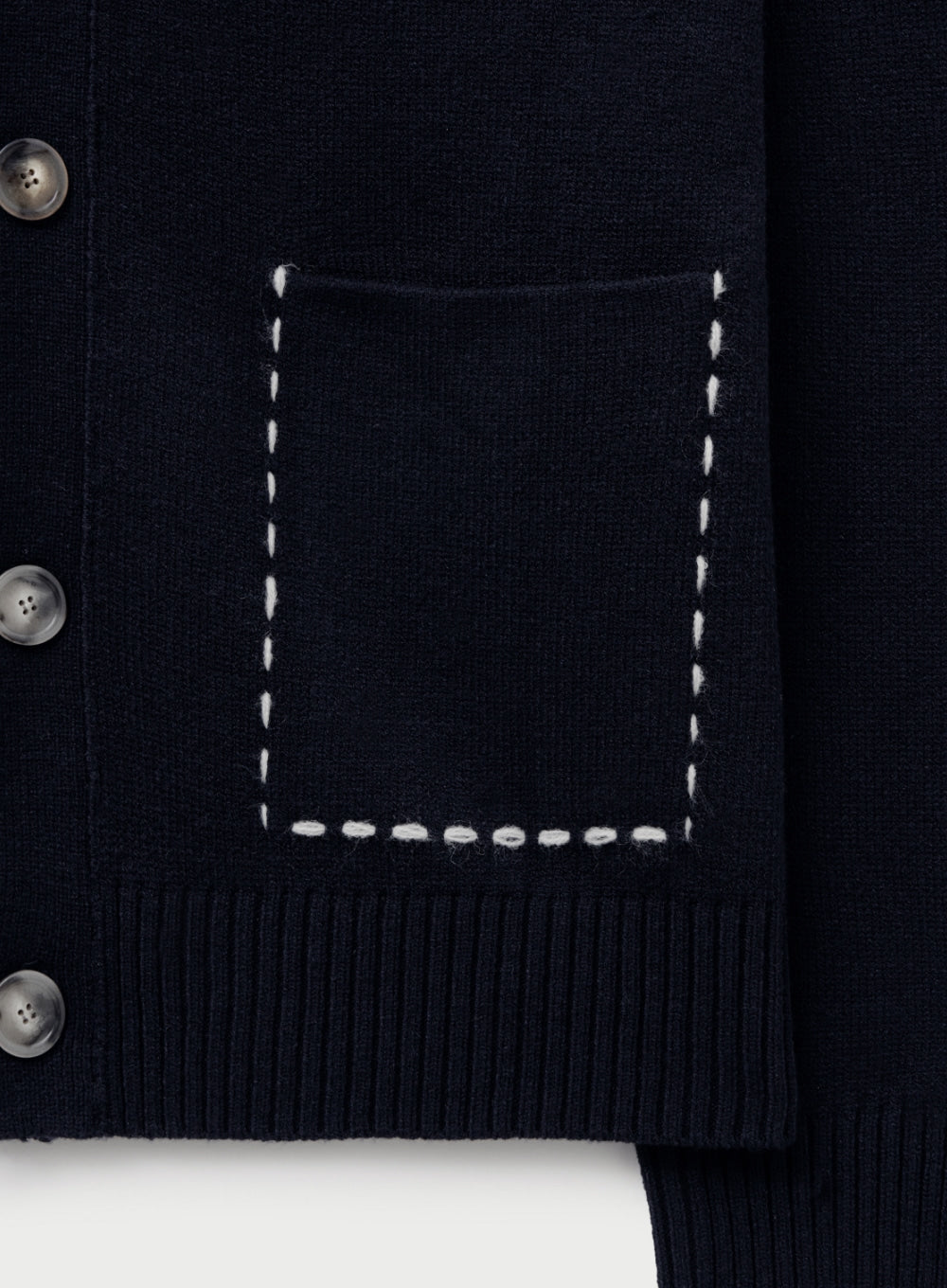 [satur] Outline Basic V-Neck Cardigan - Navy