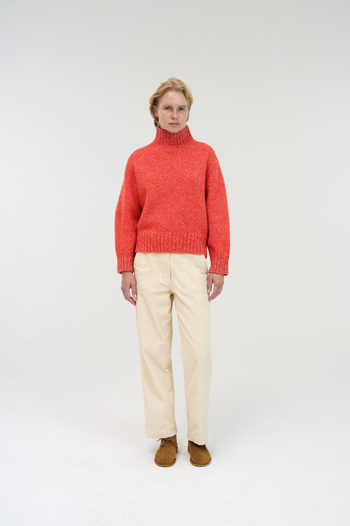Nothing Written Boyfriend turtle neck sweater (Red and white)
