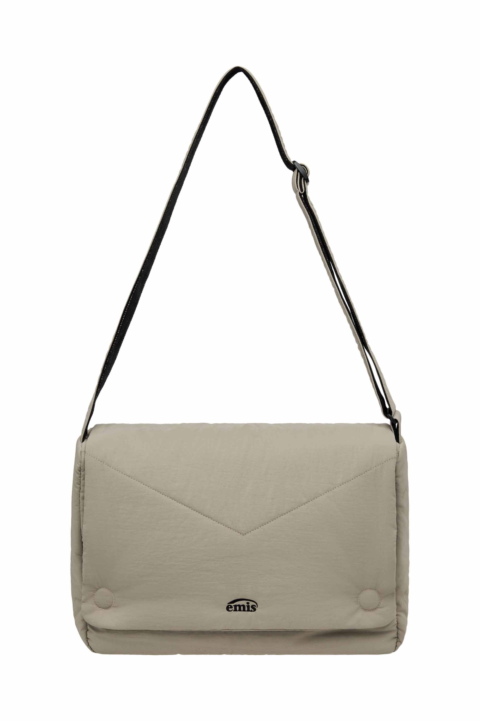 NYLON PADDED CROSSBODY BAG-BEIGE