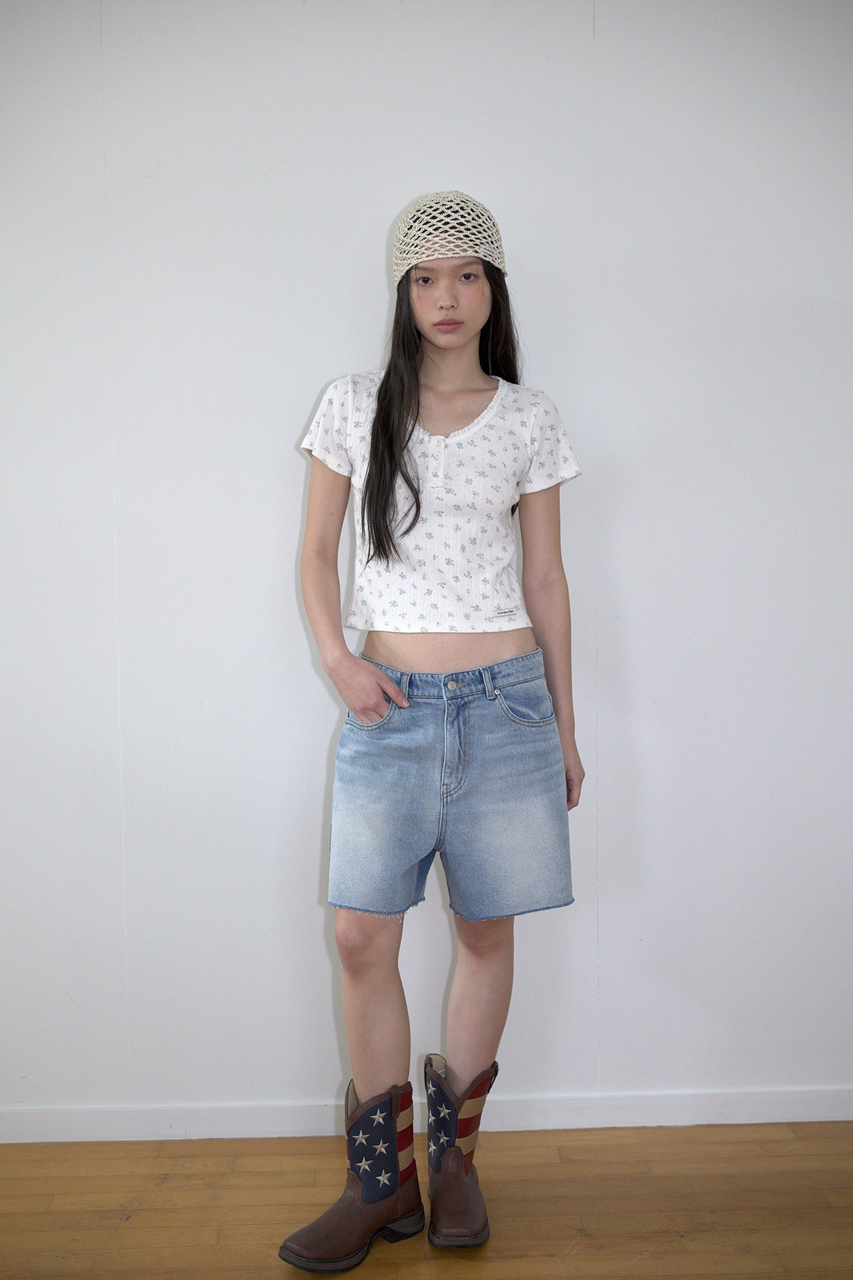 Overdueflair Button Eyelet T-Shirt Floral