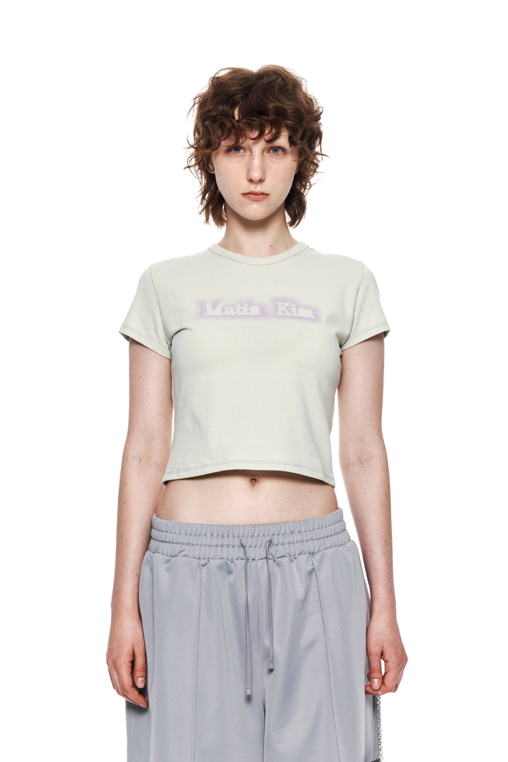 [matinkim] MATIN SHADE LOGO CROP TOP IN LIGHT GREEN