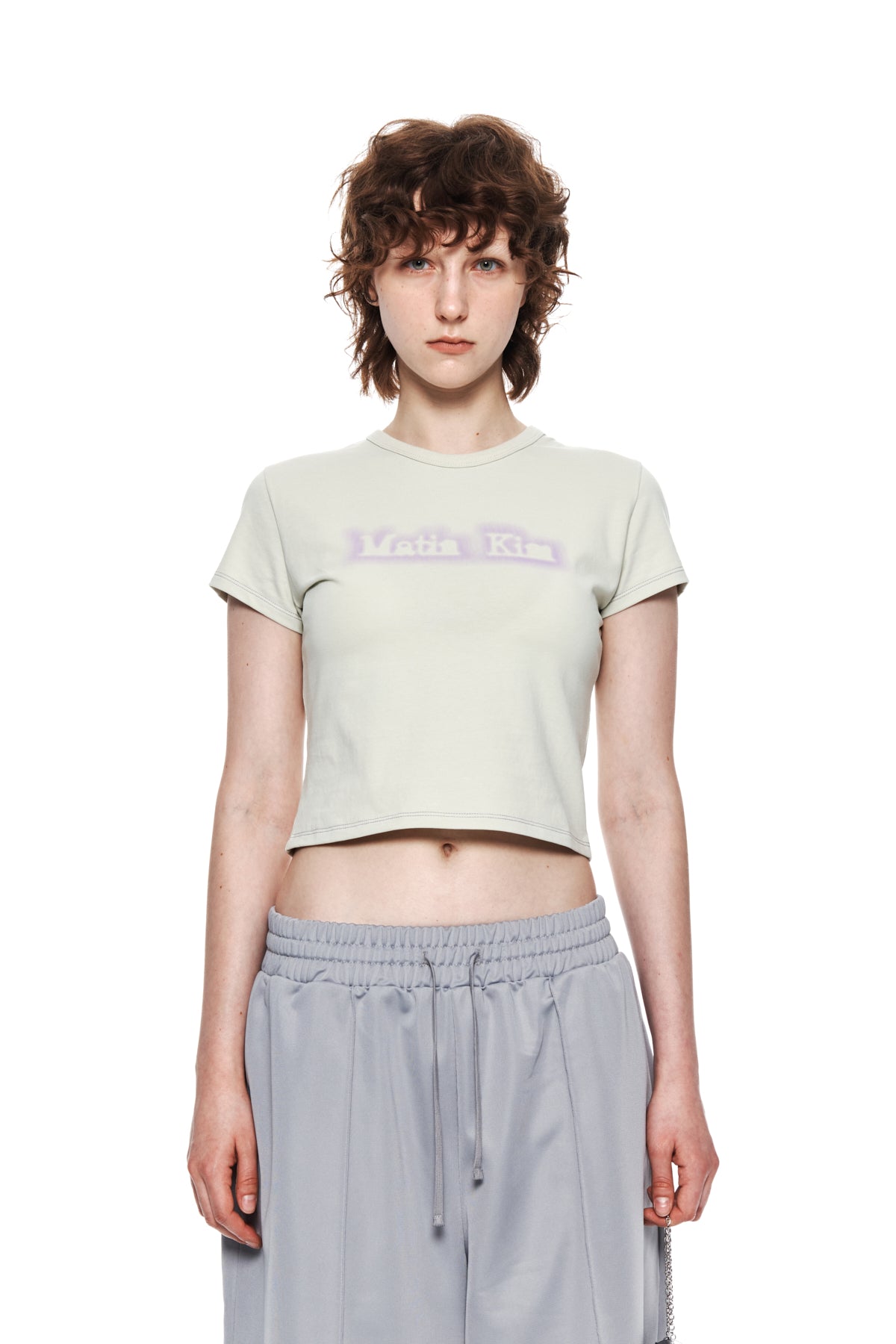 [matinkim] MATIN SHADE LOGO CROP TOP IN LIGHT GREEN