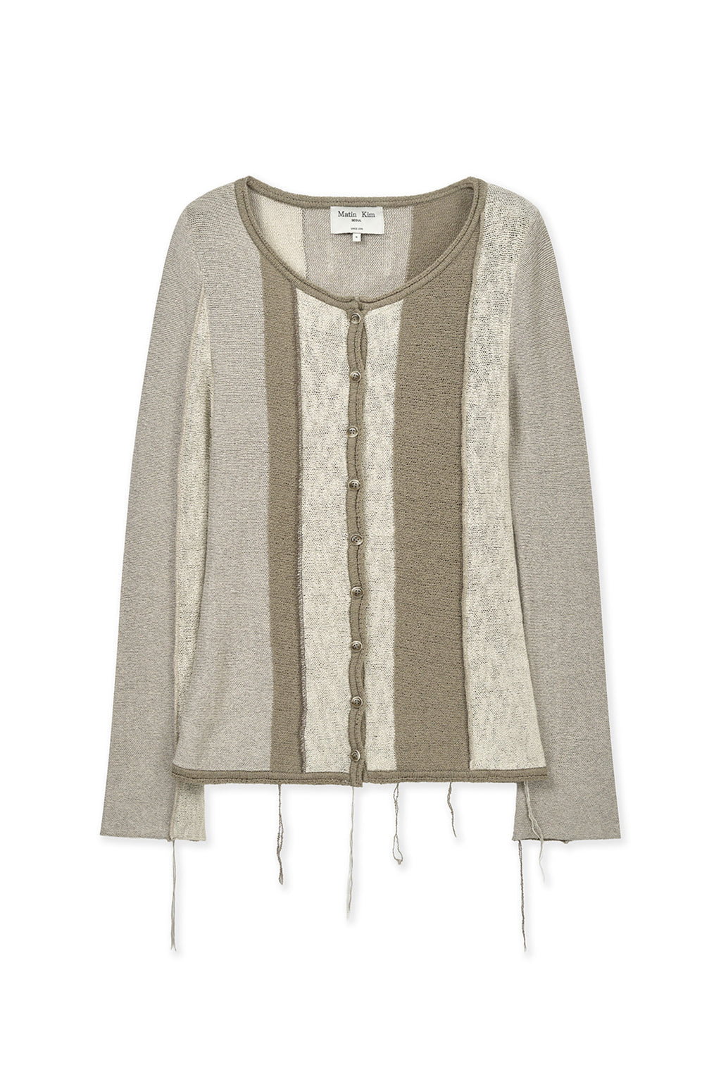 Matinkim Color Block Slim Knit Cardigan IN Beige