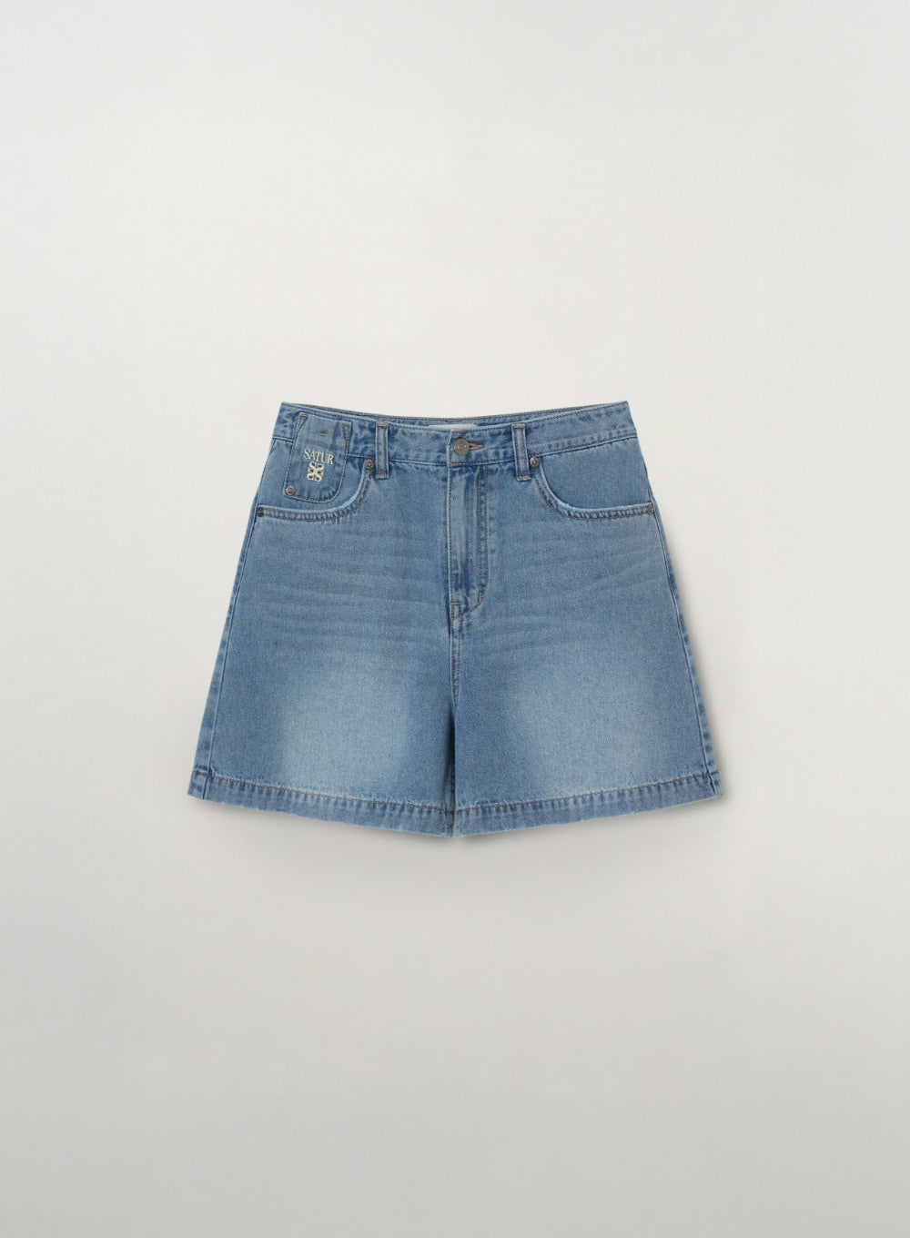 Satur (W) Washed Denim Shorts - Blue