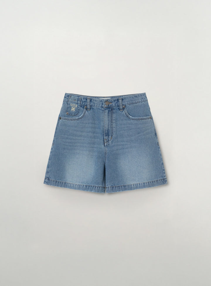 Satur (W) Washed Denim Shorts - Blue