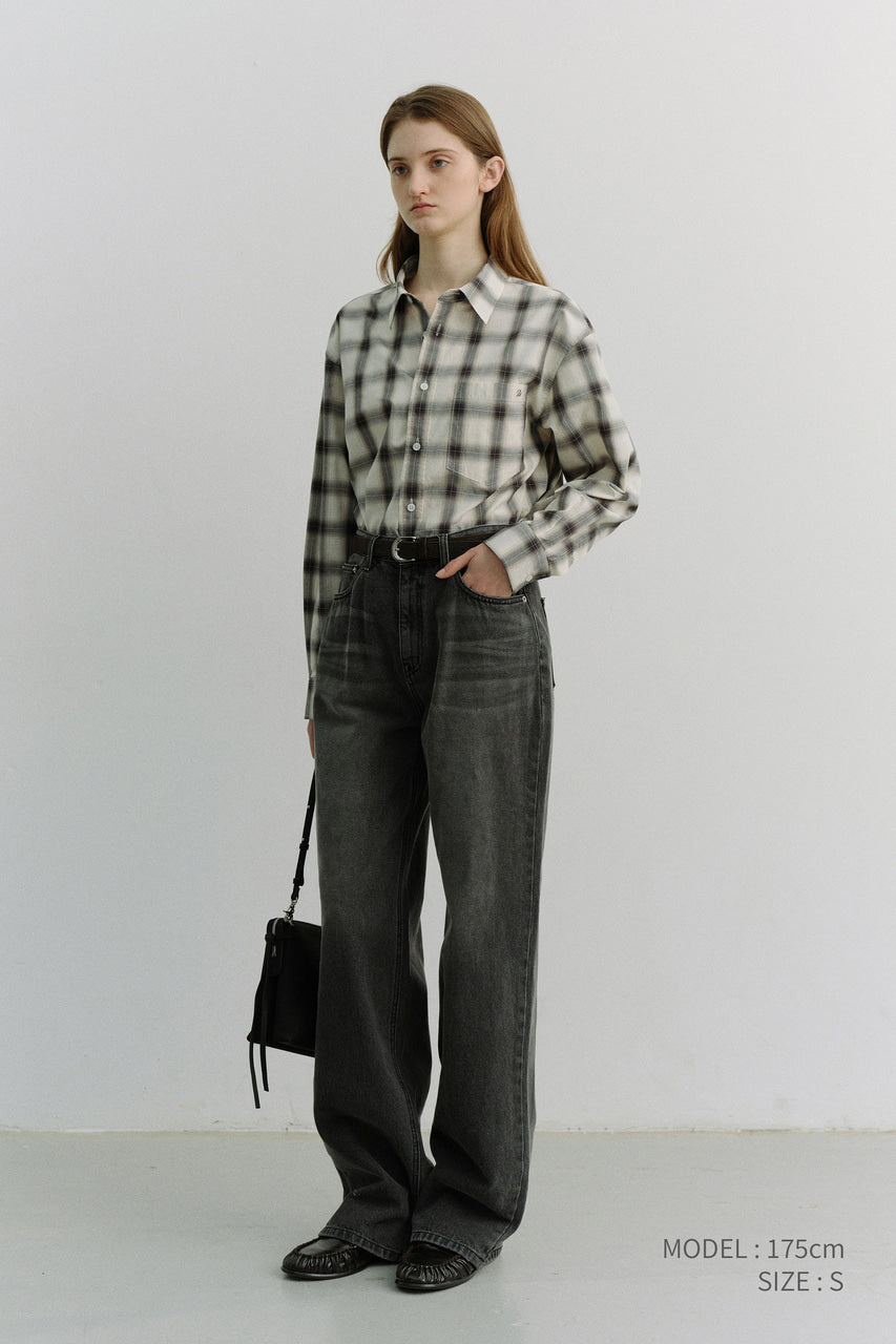 Dunst Unisex 2-Way Oversized Checked Shirt Black Ombre Check