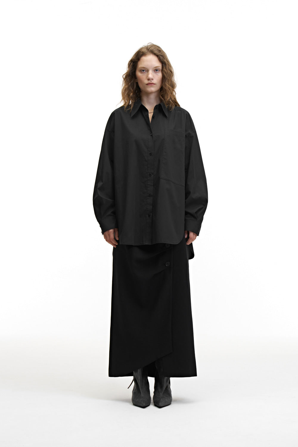 Treemingbird New Multi Tuck Oversized Shirt Black