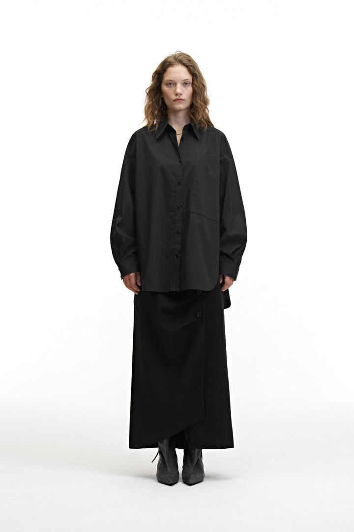 Treemingbird New Multi Tuck Oversized Shirt Black