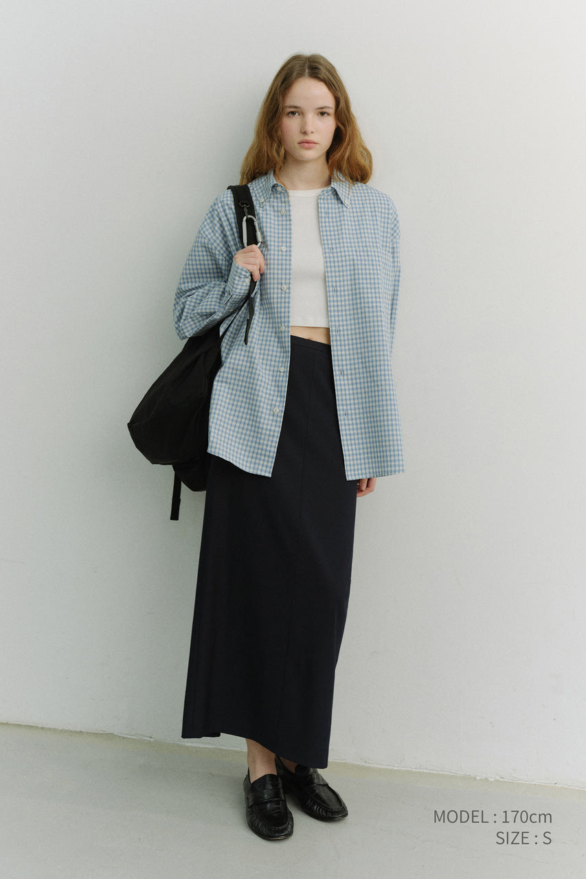 Dunst Unisex Oversized BD Checked Shirt Soft Blue Check
