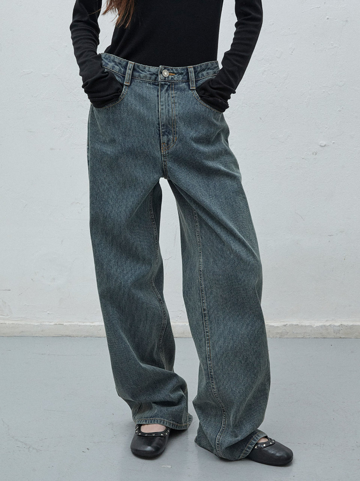 Raive Ribbed Wide Denim Pants