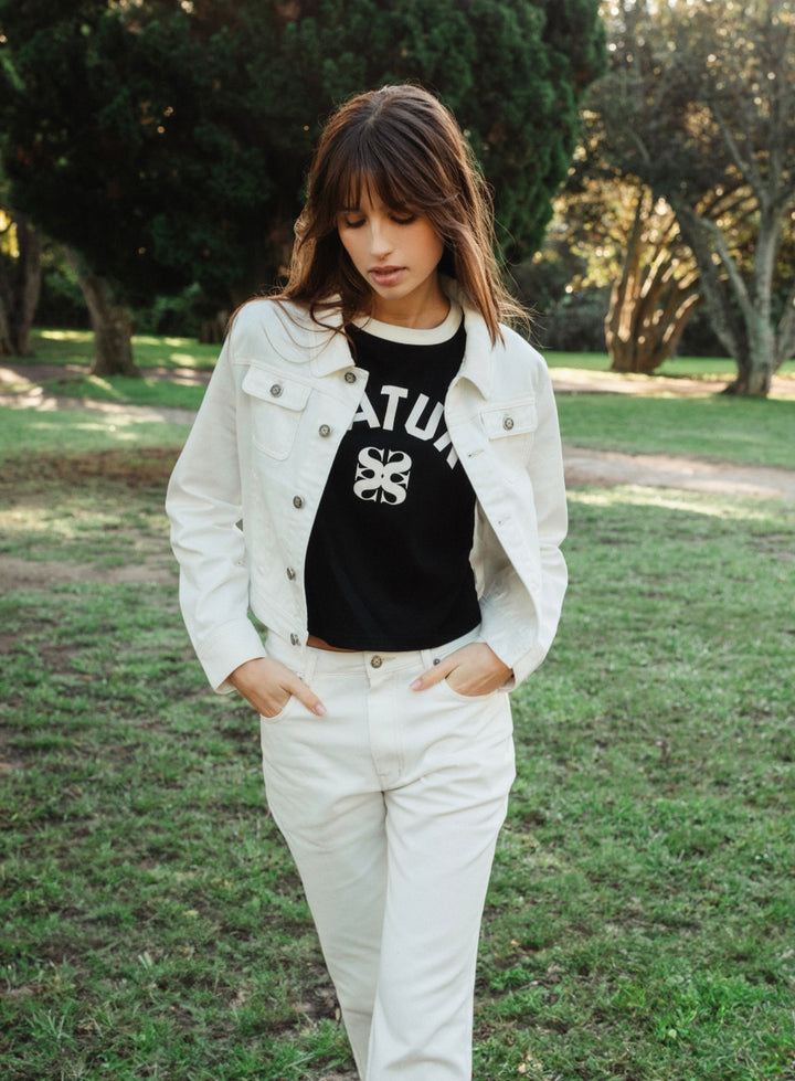 Satur Classic Denim Trucker Jacket - White