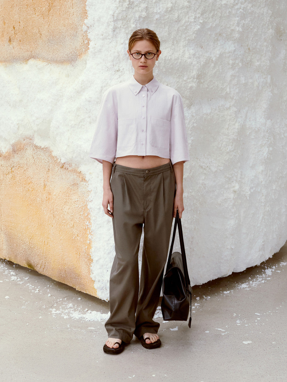 Low Classic Half Sleeve Cropped Shirt Light Pink
