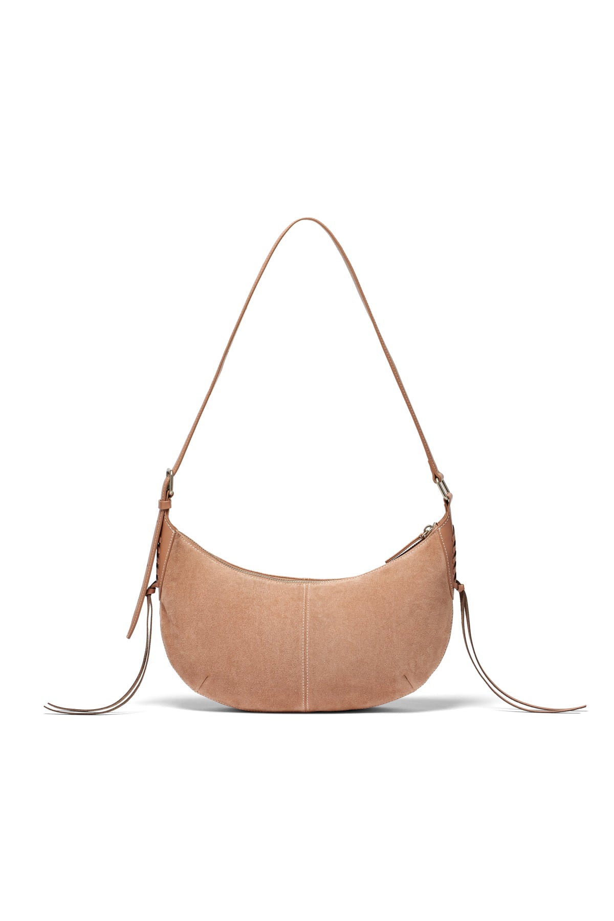 [matinkim] HALF MOON SUEDE LEATHER HOBO BAG IN INDIAN PINK