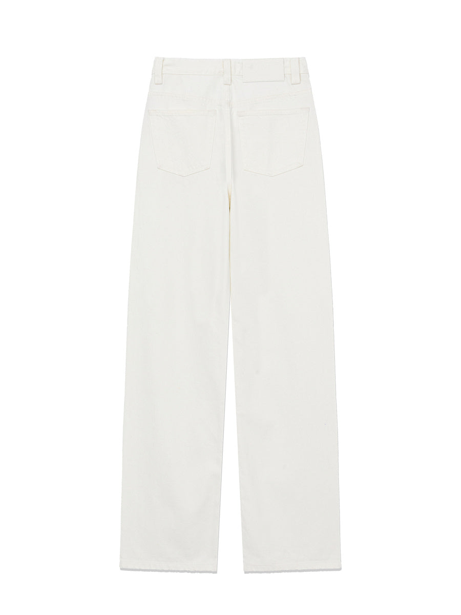 GLOWNY The Linda High Waist Wide Jeans (White)
