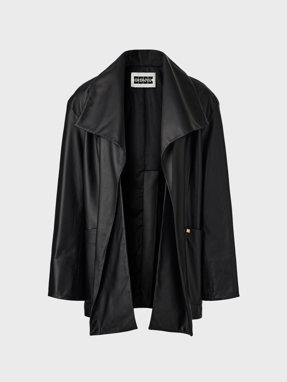 EENK Shawl Collar Leather Jacket - Black