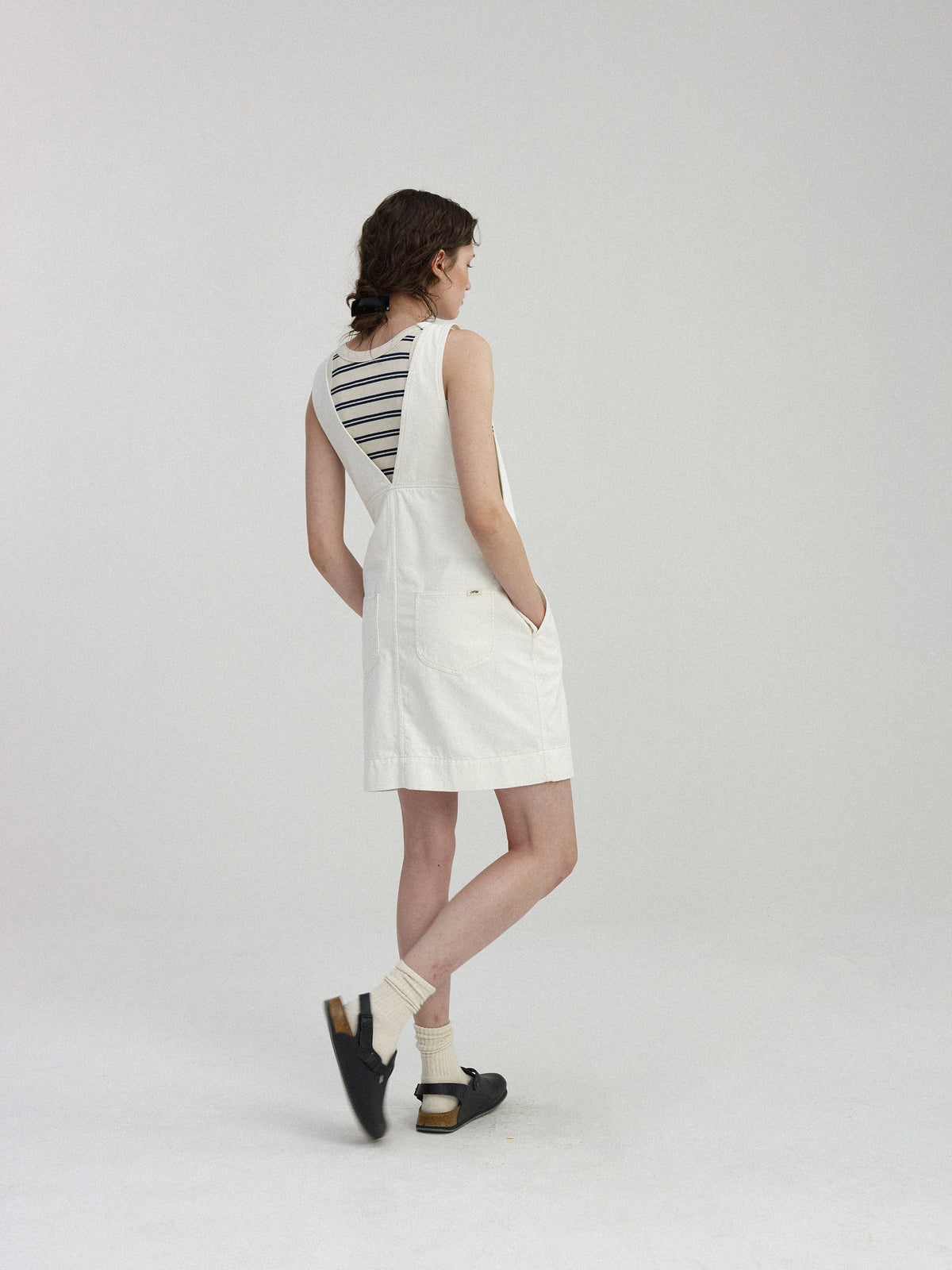 Nothing Written Toffe cotton overall skirt (White)