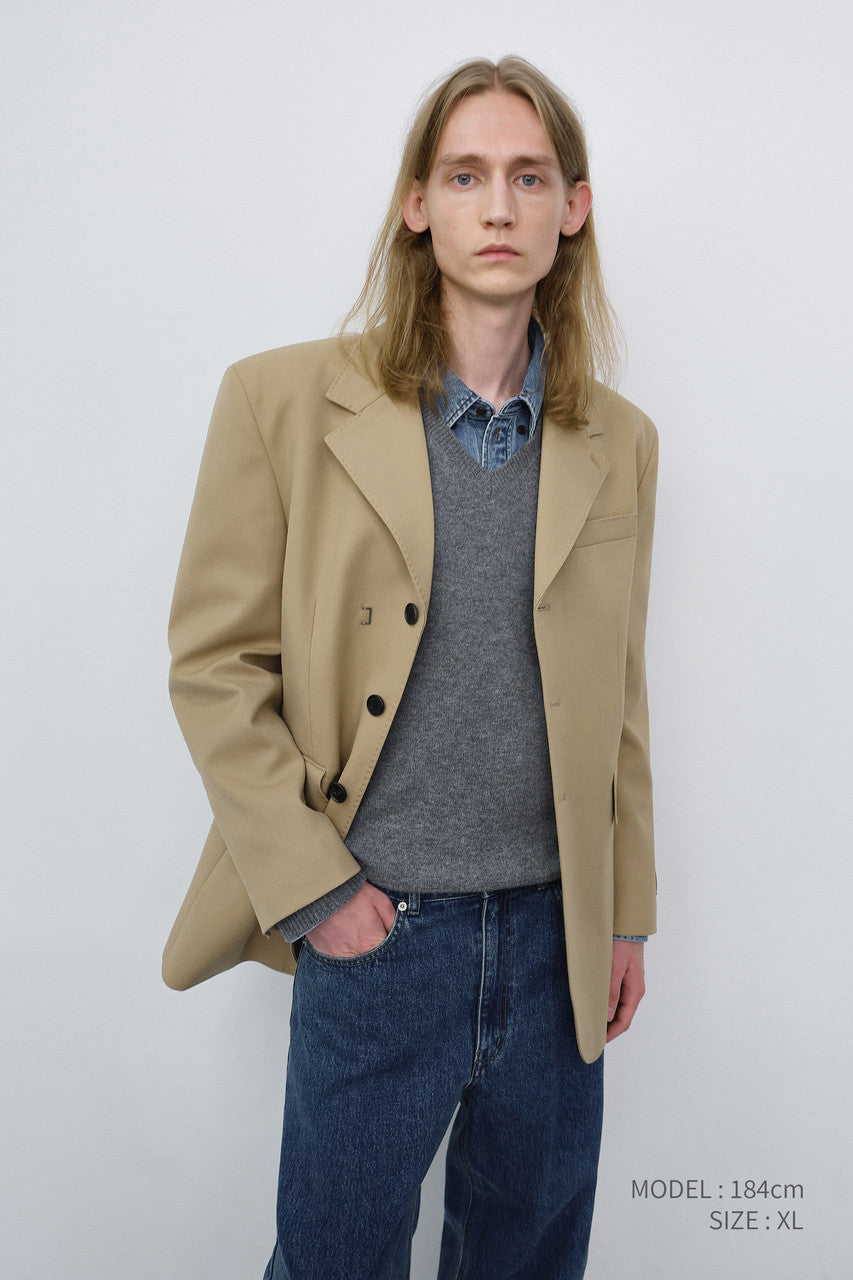 Dunst Unisex Refined Masculine Wool Blazer Caramel Beige