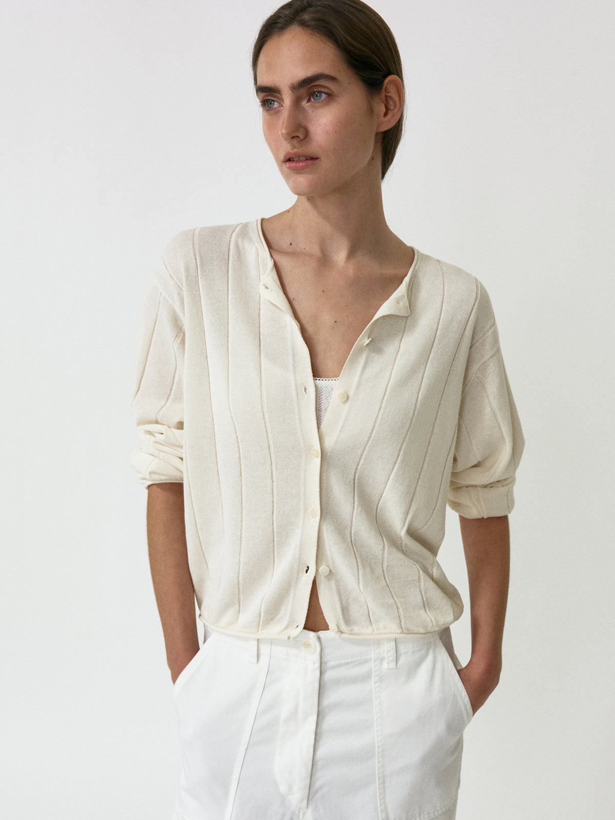 Nothing Written Nave paper knit cardigan (Navy)