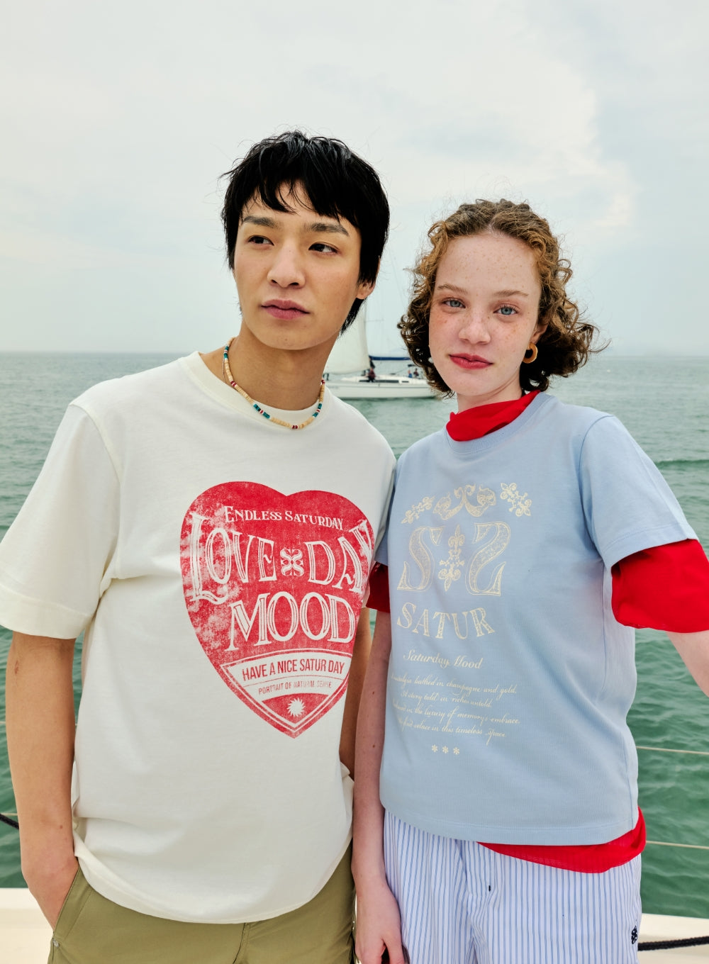 [satur] (W) Denver Banding Half Pants - Blue Stripe