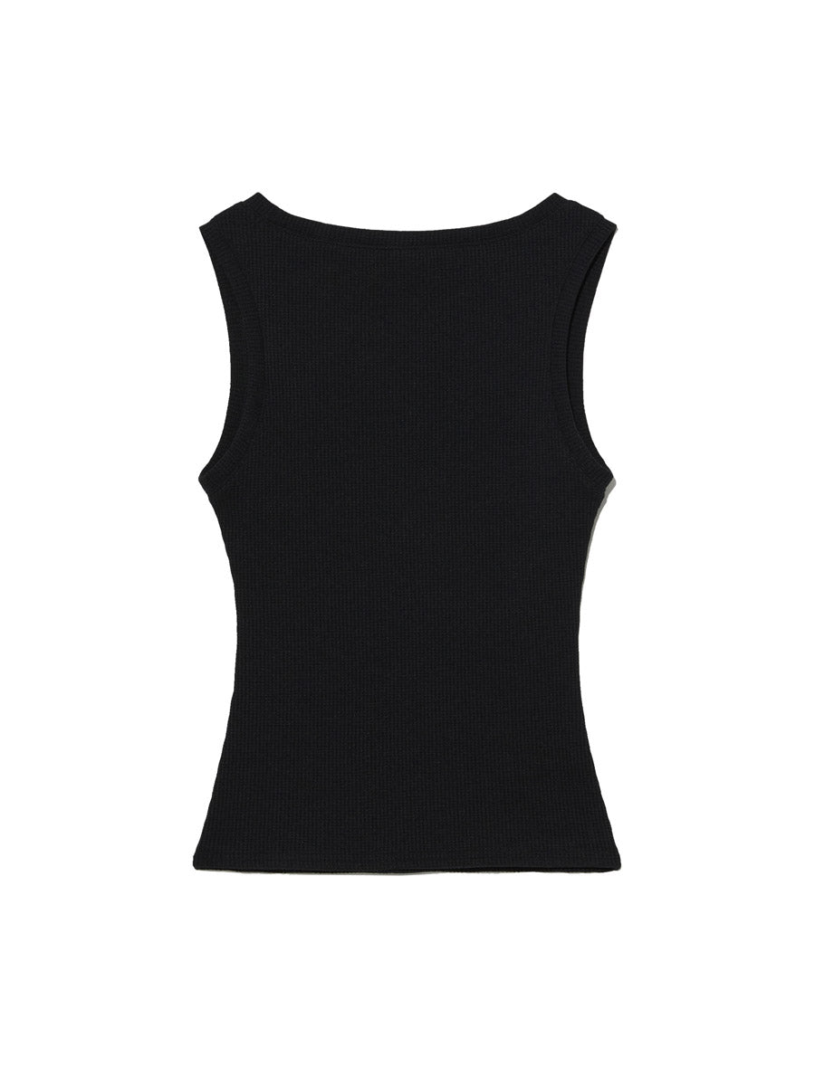 GLOWNY Rocky Waffle Sleeveless Top 2.0 (Black)