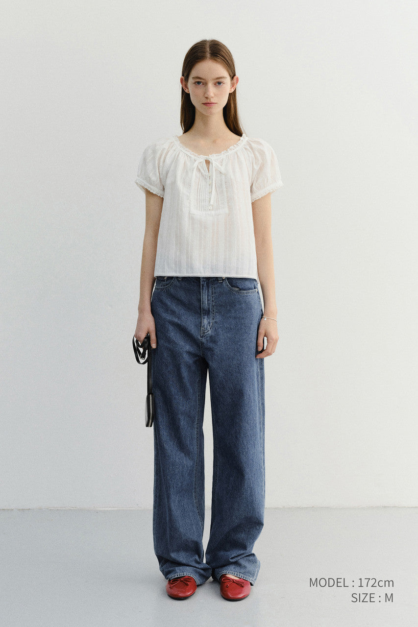 Dunst Ribboned Shirring Blouse Off White