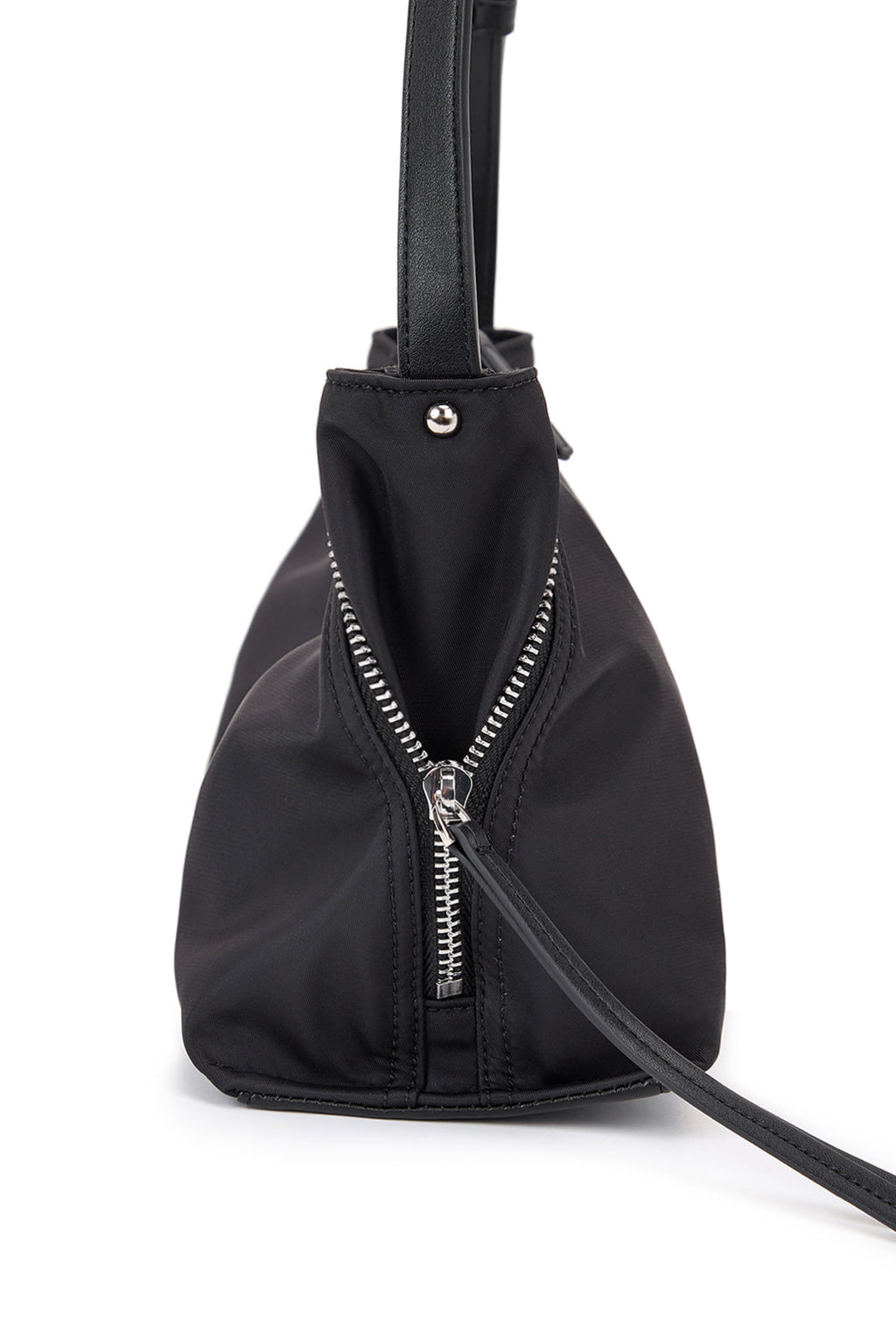 [matinkim] SIDE ZIPPER FABRIC TWO WAY BAG IN BLACK