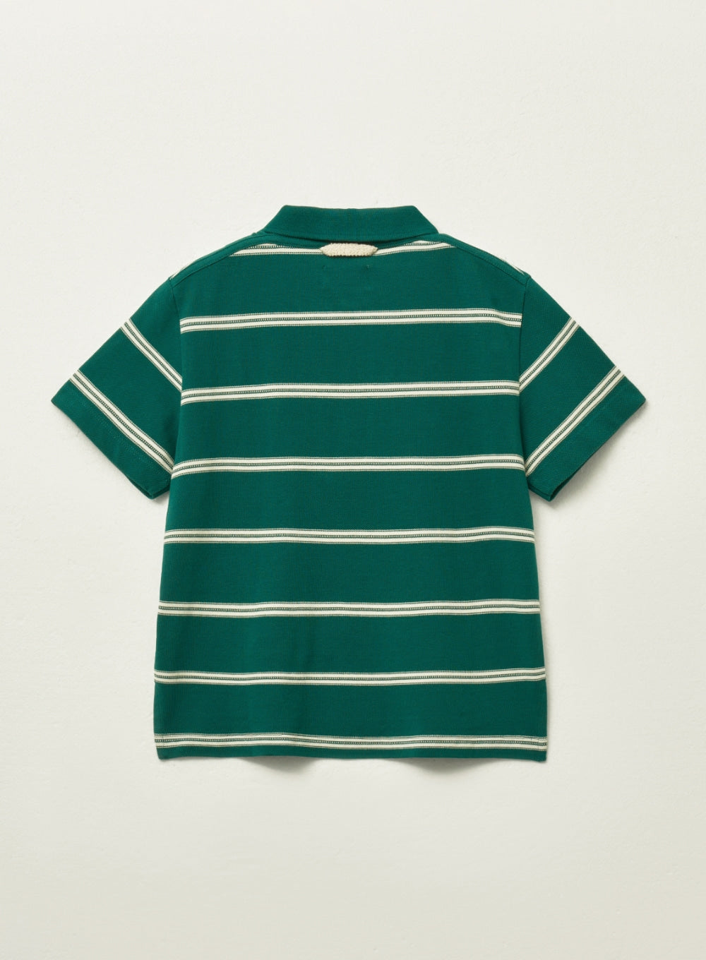 [satur] (W) Stripe Pique Polo T-Shirt - Deep Green