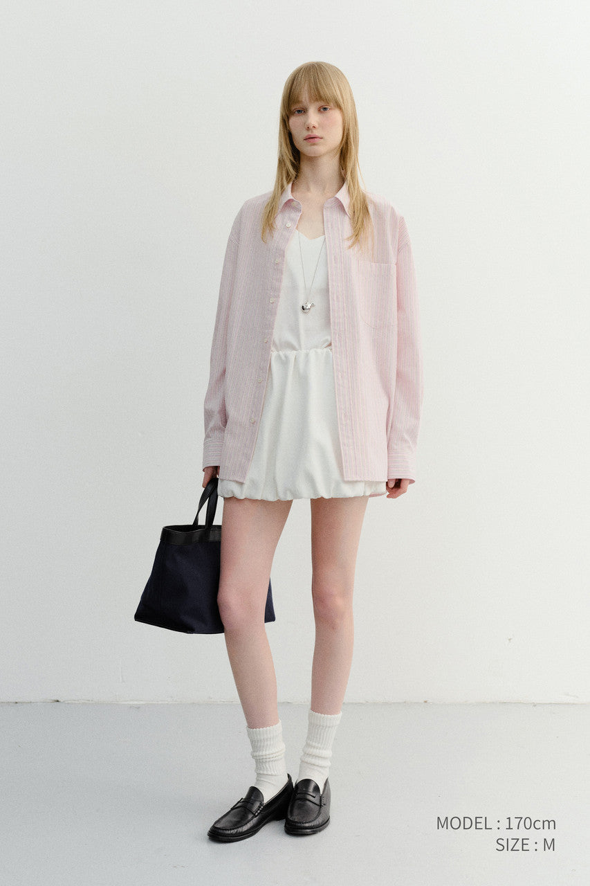Dunst Unisex Classic Striped BD Overshirt Soft Pink