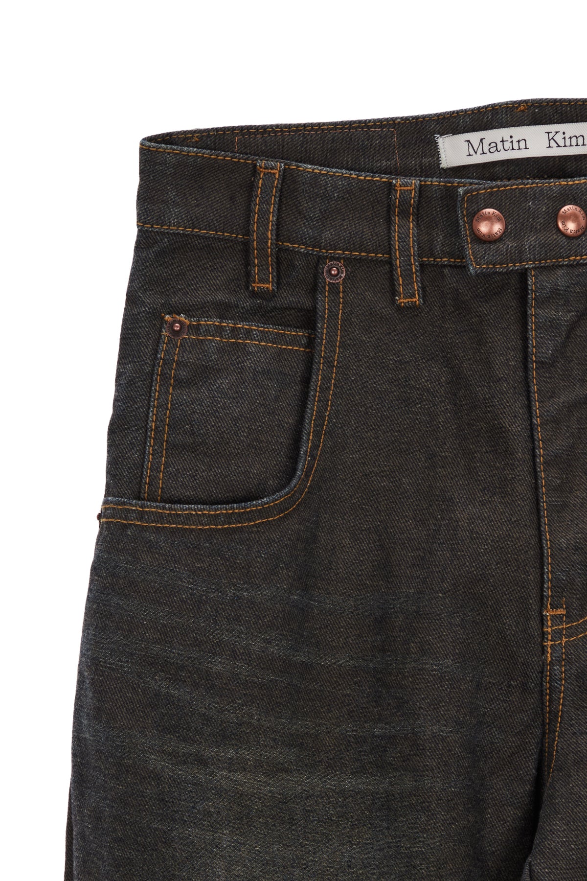 [matinkim] VINTAGE BIKER DENIM PANTS IN DARK GREY