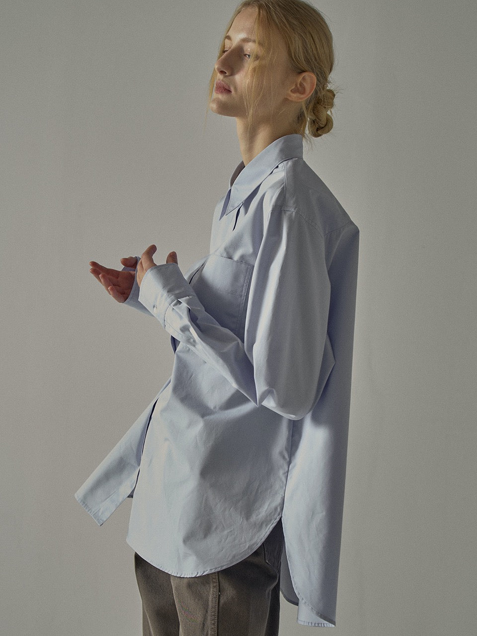 Facade Pattern Oversized Poplin Shirt sky
