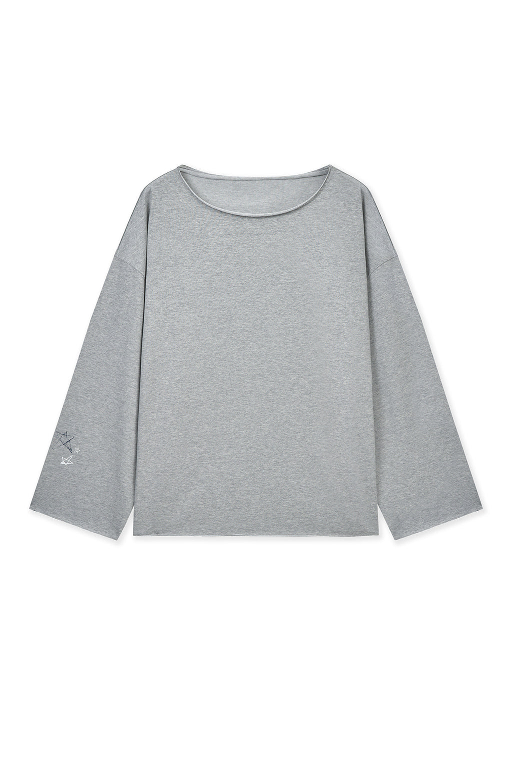 Matinkim Raw Hem Finished Boat Neck Top IN Grey