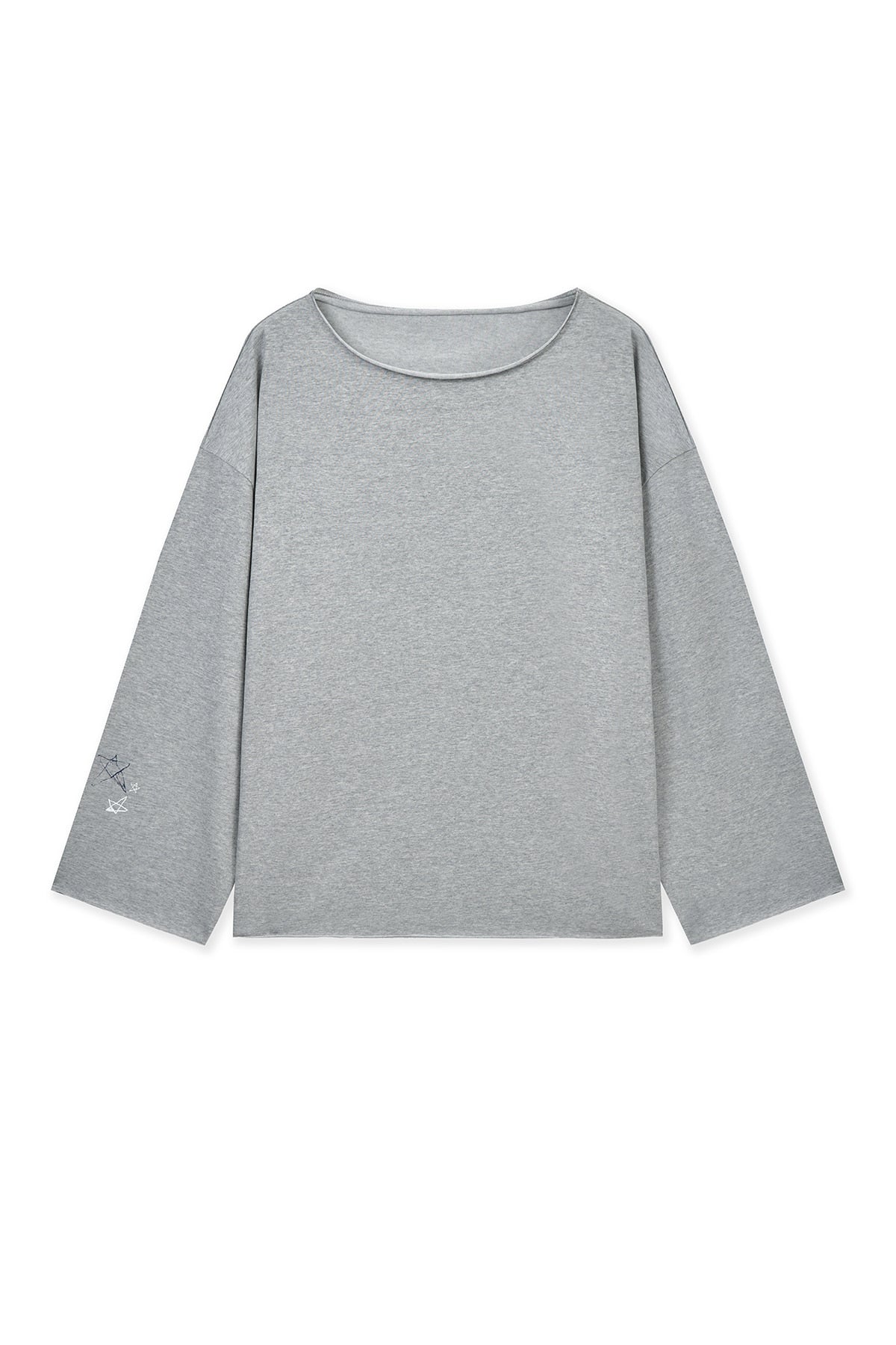Matinkim Raw Hem Finished Boat Neck Top IN Grey