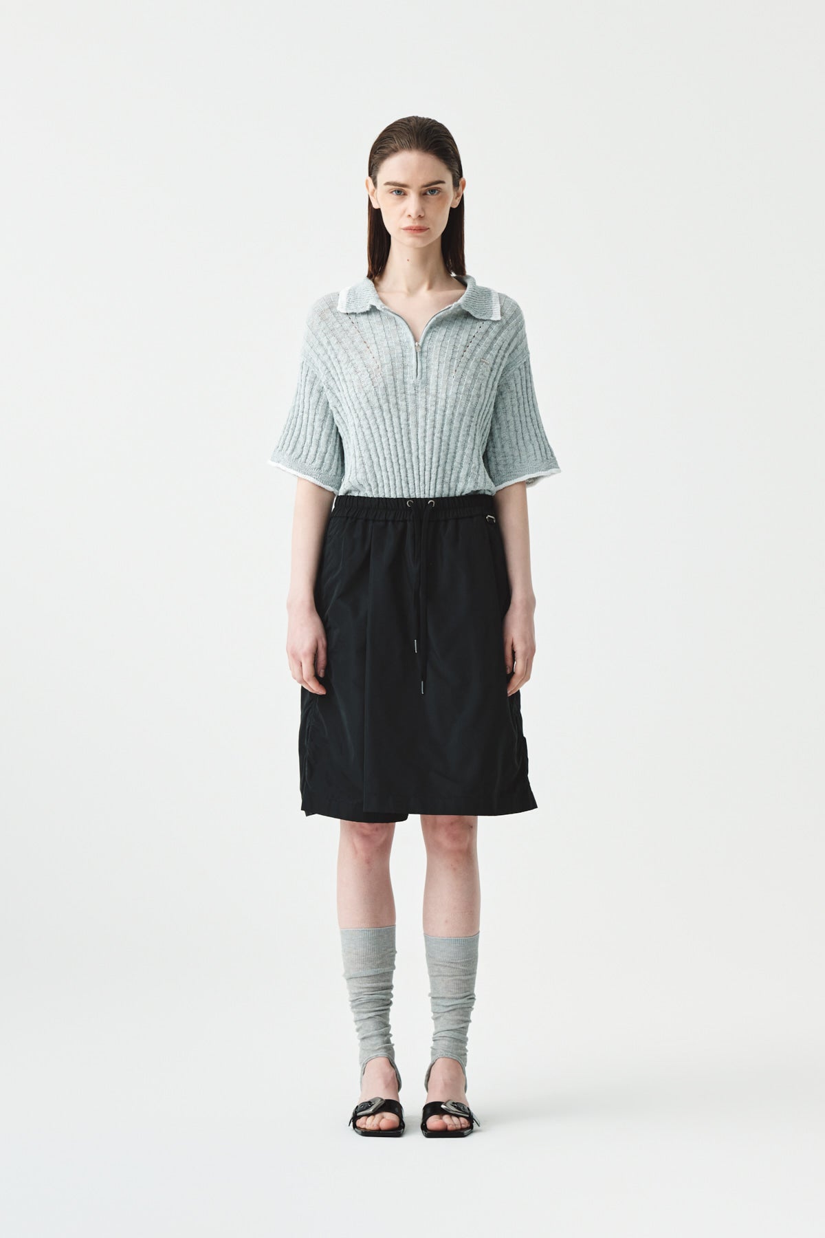 [matinkim] String Point Banding Wrap Shorts IN Black