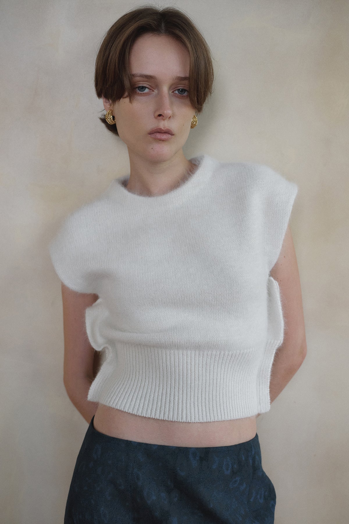 Overdueflair Angora Knit Vest White