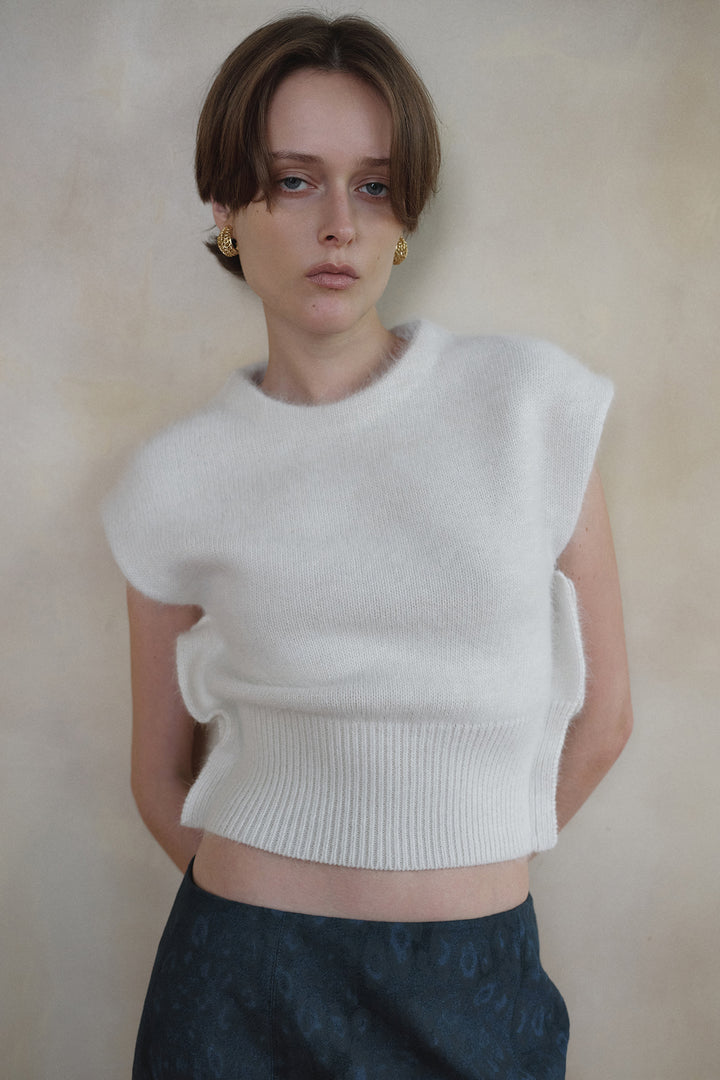 Overdueflair Angora Knit Vest White