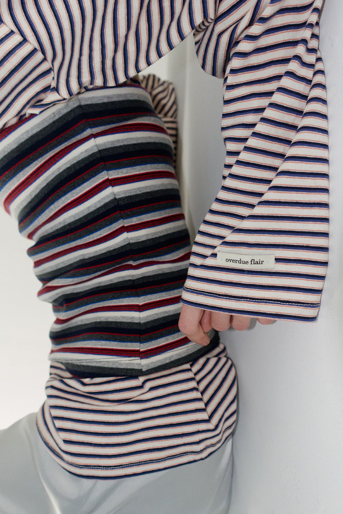 Overdueflair Stripe Long Sleeve T-Shirt Navy