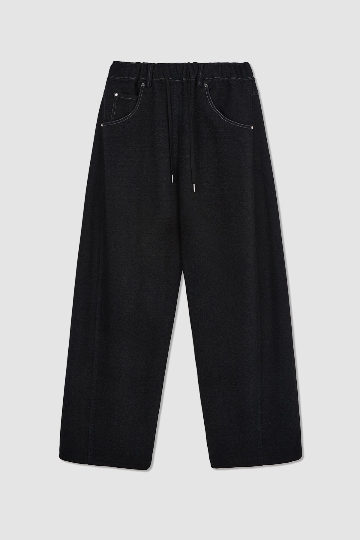 Matinkim Blended Wool Curved Banding Pants IN Black