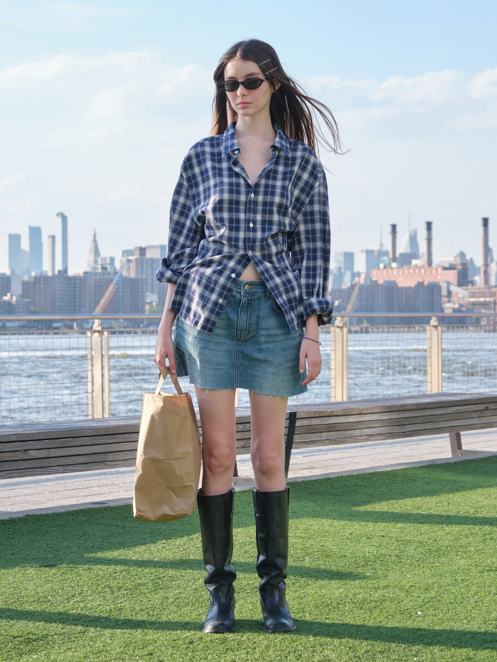 Low Classic Regular-Fit Lc Sheer Checked Shirt Navy