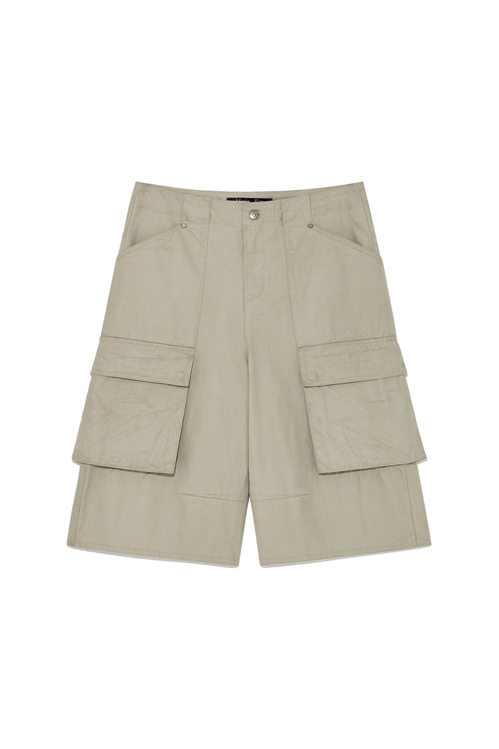 Matinkim Coated Cotton Bermuda Pants For Men IN Beige