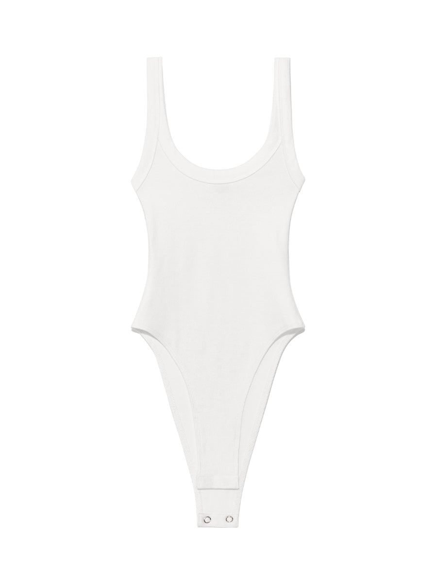 GLOWNY G Scoop Neck Bodysuit (White)