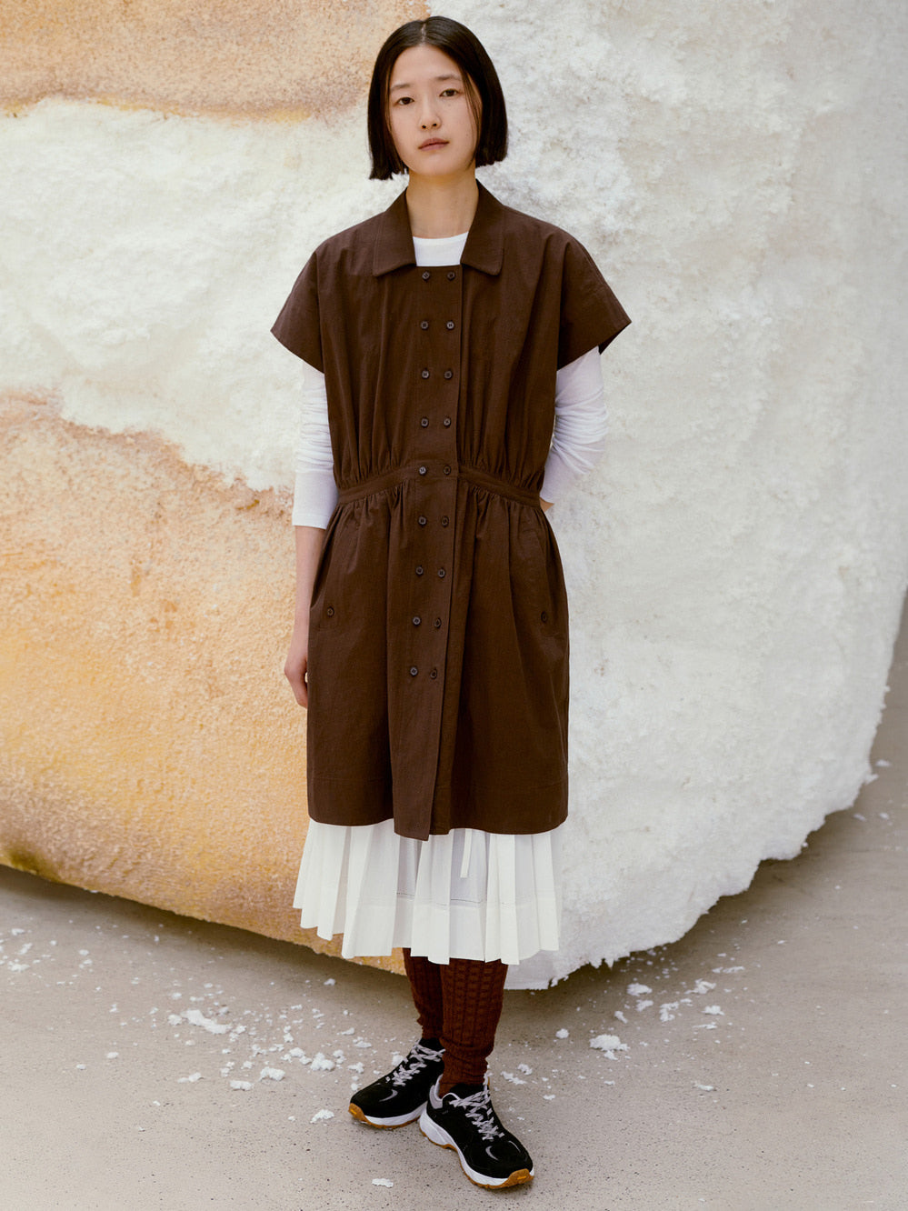 [Low Classic] Flared Mini Dress_Brown