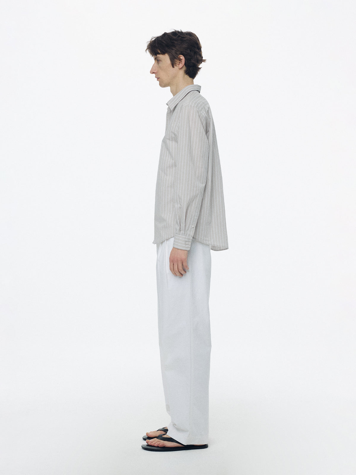 Nothing Written Poplin stripe shirt (Gray, M)